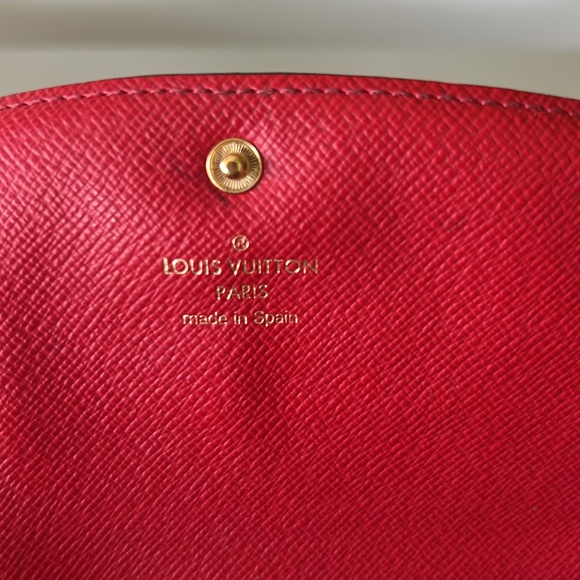 Louis Vuitton Brown/Red Long Damier Ebene Canvas Leather Emilie CA3185 Wallet - Picture 9 of 16